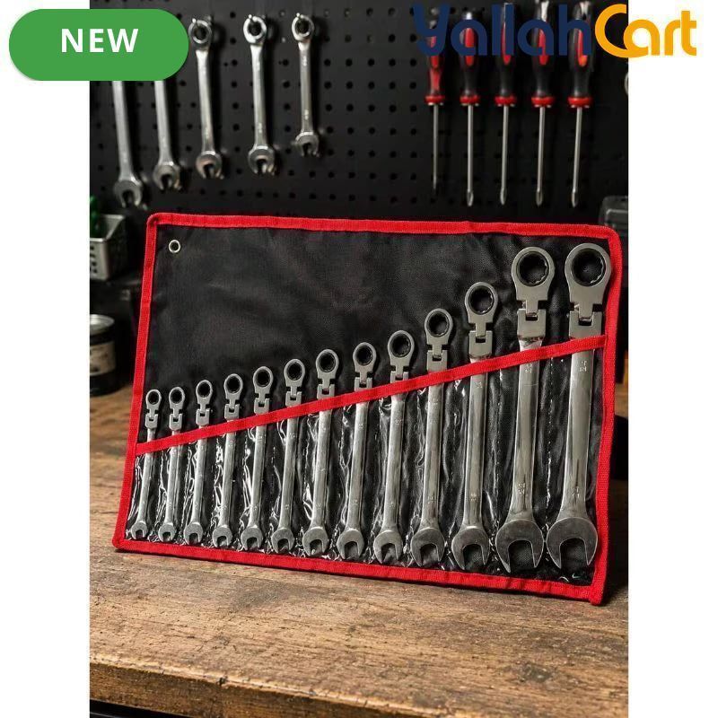 12pcs Reversible Wrench Set - Silver, 8MM-19MM Compound Wrench Set, Aluminum Alloy Hand Tool Set, Reversible Double-Ended Wrenches, Multi-Size Mechanical Repair Tools for Home, Workshop & Automotive Use