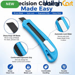 18mm Utility Knife - Black & Blue, Retractable Snap-Off Box Cutter, Automatic Blade Lock, Carbon Steel Blade, Heavy-Duty Cutting Knife for DIY, Office, Warehouse & Home
