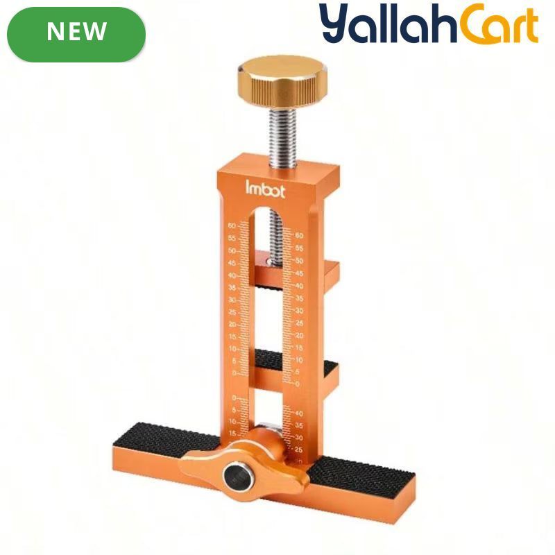 Cabinet Door Installation Tool - Silver & Orange, Upgraded Height Version, Detachable Base, Adjustable Cabinet Positioning Tool, Aluminum Alloy Installation Aid, Includes 3 Drill Bits, Carpentry & Home Renovation Tool