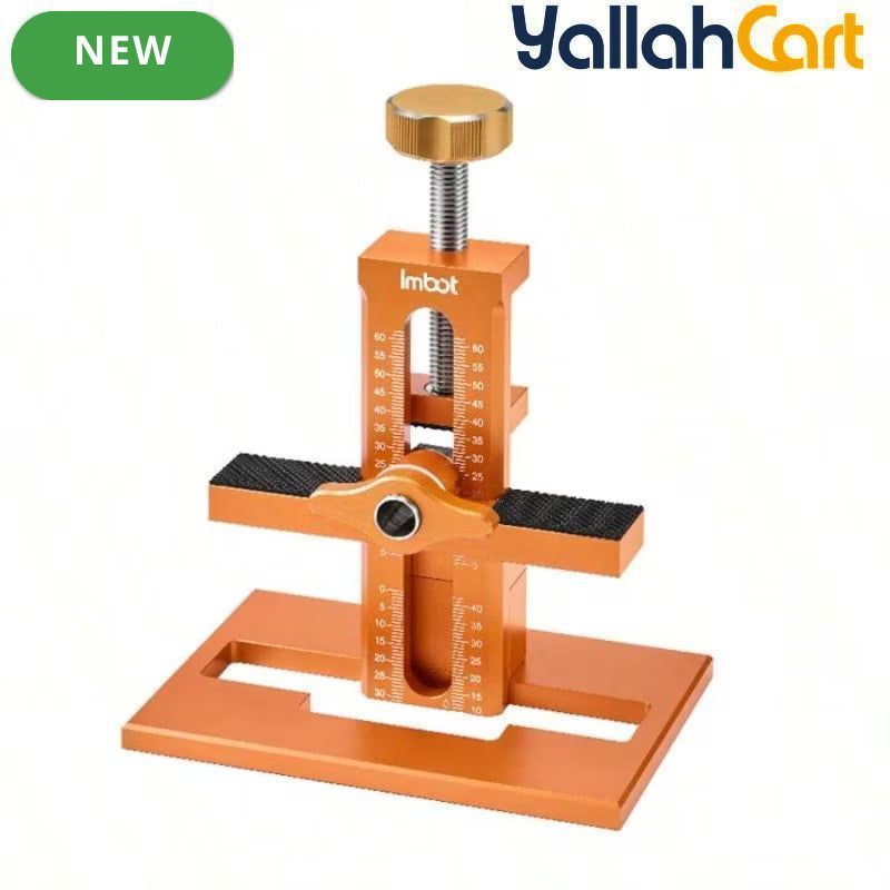 Cabinet Door Installation Tool - Silver & Orange, Upgraded Height Version, Detachable Base, Adjustable Cabinet Positioning Tool, Aluminum Alloy Installation Aid, Includes 3 Drill Bits, Carpentry & Home Renovation Tool