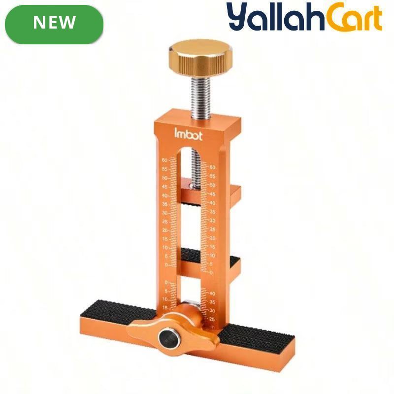 Cabinet Door Installation Tool - Silver & Orange, Upgraded Height Version, Detachable Base, Adjustable Cabinet Positioning Tool, Aluminum Alloy Installation Aid, Includes 3 Drill Bits, Carpentry & Home Renovation Tool