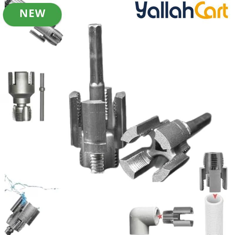 Pipe Thread Cutting Tool - Gray, Electric Drill Compatible PVC Pipe Threader Kit, 1/2" & 3/4" Pipe Thread Maker, Dual Internal & External Threading Tool for PPR, PVC & MPP Garden Water Pipes
