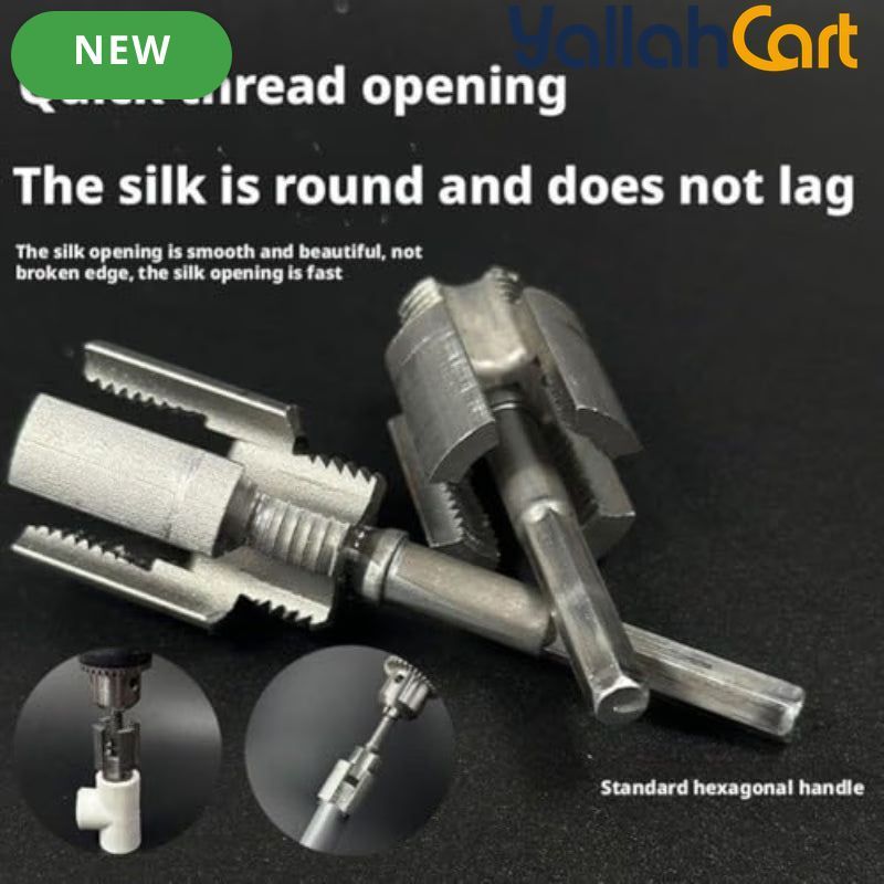 Pipe Thread Cutting Tool - Gray, Electric Drill Compatible PVC Pipe Threader Kit, 1/2" & 3/4" Pipe Thread Maker, Dual Internal & External Threading Tool for PPR, PVC & MPP Garden Water Pipes