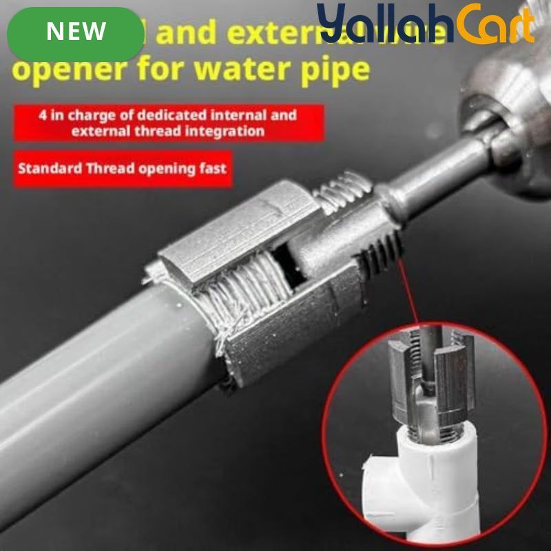 Pipe Thread Cutting Tool - Gray, Electric Drill Compatible PVC Pipe Threader Kit, 1/2" & 3/4" Pipe Thread Maker, Dual Internal & External Threading Tool for PPR, PVC & MPP Garden Water Pipes