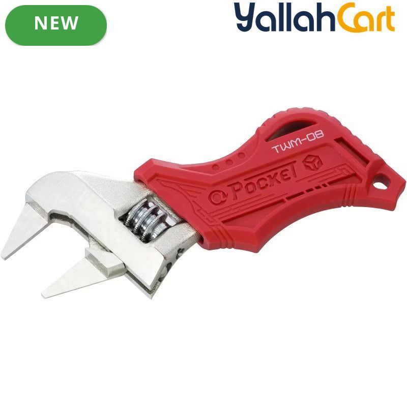 ENGINEER Adjustable Spanner - Red & Silver, Stubby Type with 2mm Thin Jaws, TWM-08, Compact Adjustable Wrench for Plumbing, Automotive, Mechanical & DIY Repairs
