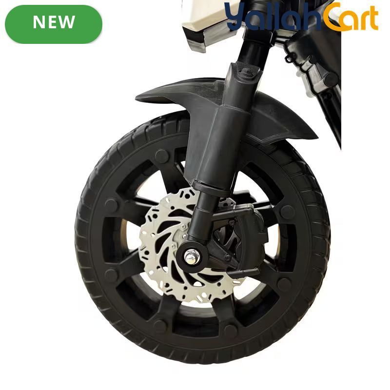 VLRA BIKE Electric Toy Motorcycle for Kids - White Battery Powered Ride-On Motorcycle with Training Wheels, Electric Drive, Kids Riding Toy for Ages 3-6, Outdoor Play Vehicle