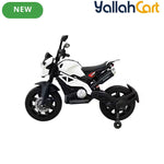 VLRA BIKE Electric Toy Motorcycle for Kids - White Battery Powered Ride-On Motorcycle with Training Wheels, Electric Drive, Kids Riding Toy for Ages 3-6, Outdoor Play Vehicle