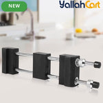 Sharpening Stone Holder - Black & Silver, Adjustable Non-Slip Chrome-Plated Iron Base, Universal Fit Knife Sharpening Stone Clamp, Kitchen Cutlery & Glass Tile Chamfering Tool