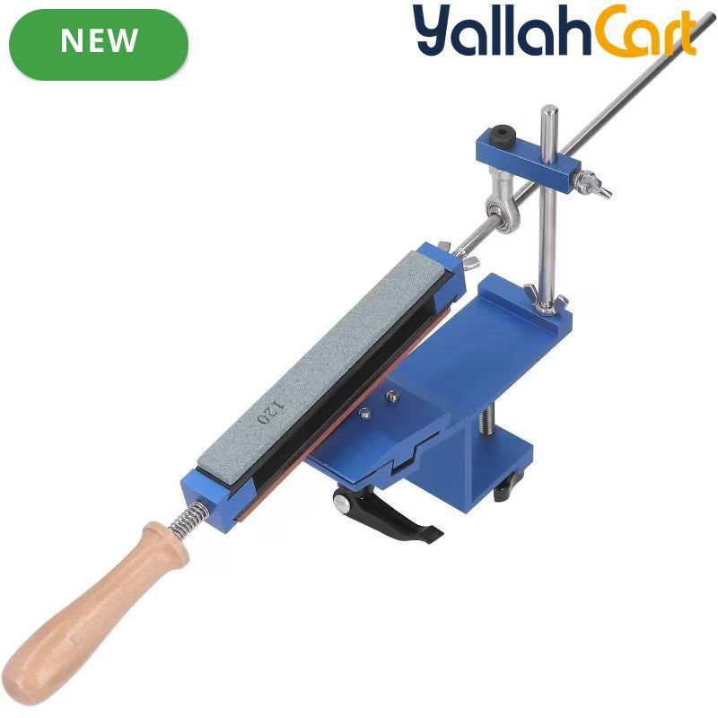 Fixed Angle Knife Sharpener - Blue & Silver, Professional 15 Degree Sharpening System with Speed Clip, 6 Sharpening Stones, Adjustable Knife Sharpening Kit for Home & Kitchen Use