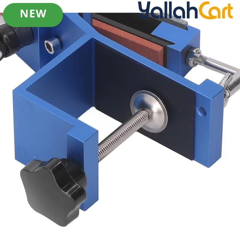 Fixed Angle Knife Sharpener - Blue & Silver, Professional 15 Degree Sharpening System with Speed Clip, 6 Sharpening Stones, Adjustable Knife Sharpening Kit for Home & Kitchen Use