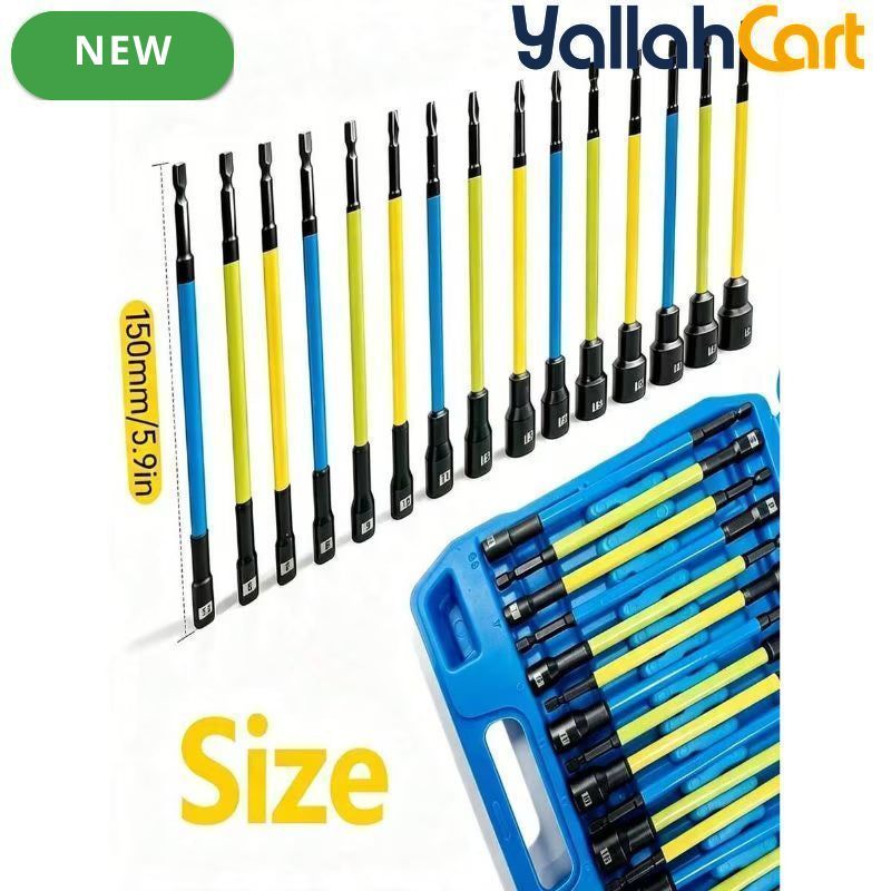14pcs 1/2-Inch Deep Socket Set - Extended Length, 6-Point Heavy-Duty Sockets, Long Socket Tool Kit with Storage Case, Automotive Tire Repair Tools for Electric Drill, Pneumatic Wrench & Manual Wrench