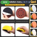 62pcs Hand Sanding Block & Sanding Pad Set - Tea Pink & Yellow, 12.7cm Round Hand Sanding Pad, Mouse Sanding Block, 60pcs 8-Hole Hook & Loop Sanding Discs for Woodworking, Furniture Restoration, Home & Auto Body