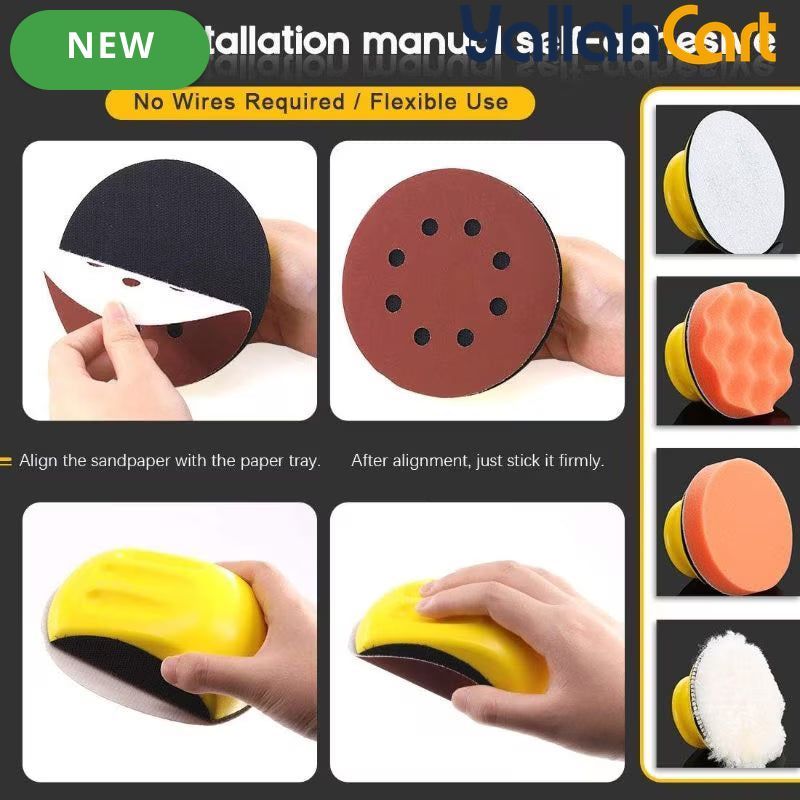 62pcs Hand Sanding Block & Sanding Pad Set - Tea Pink & Yellow, 12.7cm Round Hand Sanding Pad, Mouse Sanding Block, 60pcs 8-Hole Hook & Loop Sanding Discs for Woodworking, Furniture Restoration, Home & Auto Body