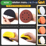 62pcs Hand Sanding Block & Sanding Pad Set - Tea Pink & Yellow, 12.7cm Round Hand Sanding Pad, Mouse Sanding Block, 60pcs 8-Hole Hook & Loop Sanding Discs for Woodworking, Furniture Restoration, Home & Auto Body