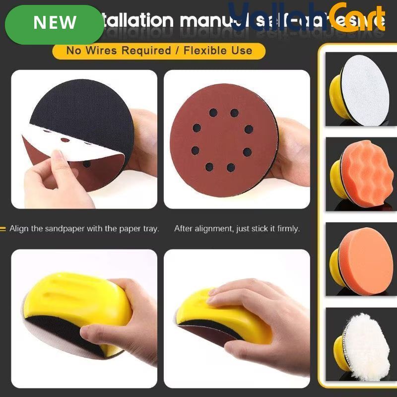 62pcs Hand Sanding Block & Sanding Pad Set - Tea Pink & Yellow, 12.7cm Round Hand Sanding Pad, Mouse Sanding Block, 60pcs 8-Hole Hook & Loop Sanding Discs for Woodworking, Furniture Restoration, Home & Auto Body