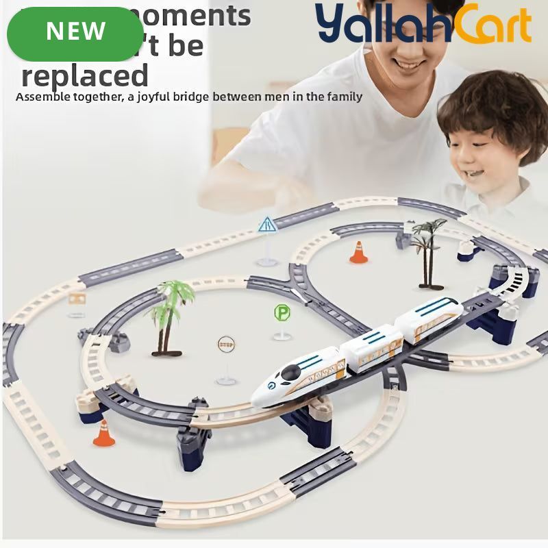 Double-Layer Electric Train Track Set - Multicolor DIY Assembly High-Speed Rail Toy, Educational Building Block Train Set for Kids, Electric Track Car Playset, Creative Construction & Racing Toy