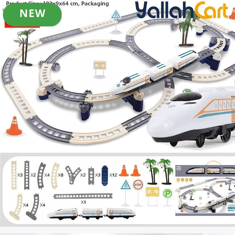 Double-Layer Electric Train Track Set - Multicolor DIY Assembly High-Speed Rail Toy, Educational Building Block Train Set for Kids, Electric Track Car Playset, Creative Construction & Racing Toy
