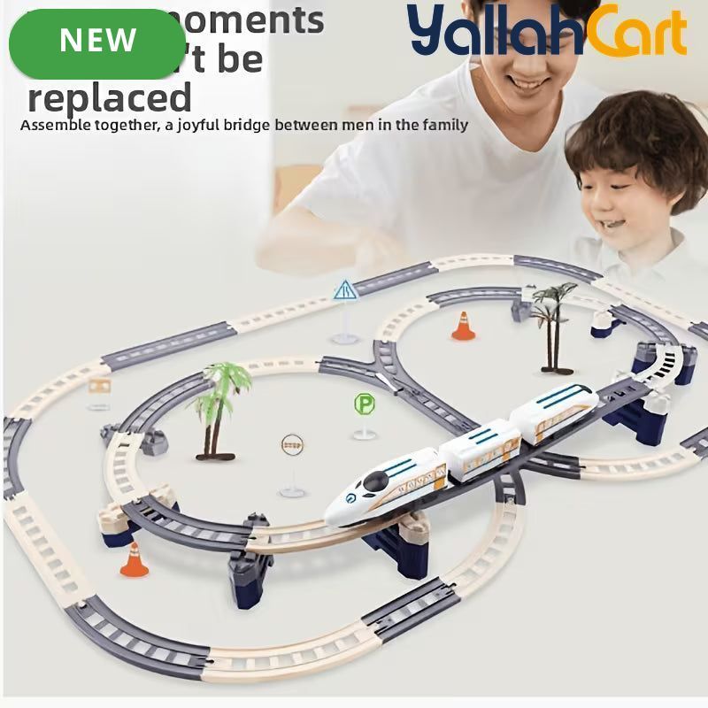 Double-Layer Electric Train Track Set - Multicolor DIY Assembly High-Speed Rail Toy, Educational Building Block Train Set for Kids, Electric Track Car Playset, Creative Construction & Racing Toy