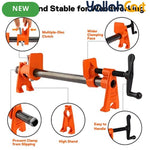 2-Pack Pipe Clamp Fixture - Orange & Black, 2Cm Pipe Woodworking Clamps, Heavy-Duty Cast Iron Construction, 5.4Cm Clamping Face, 6Cm High Stand, Adjustable Pipe Clamps for DIY Woodworking Projects