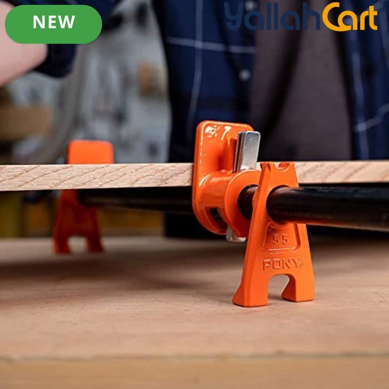 2-Pack Pipe Clamp Fixture - Orange & Black, 2Cm Pipe Woodworking Clamps, Heavy-Duty Cast Iron Construction, 5.4Cm Clamping Face, 6Cm High Stand, Adjustable Pipe Clamps for DIY Woodworking Projects