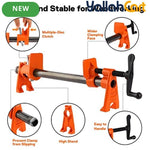 2-Pack Pipe Clamp Fixture - Orange & Black, 2Cm Pipe Woodworking Clamps, Heavy-Duty Cast Iron Construction, 5.4Cm Clamping Face, 6Cm High Stand, Adjustable Pipe Clamps for DIY Woodworking Projects
