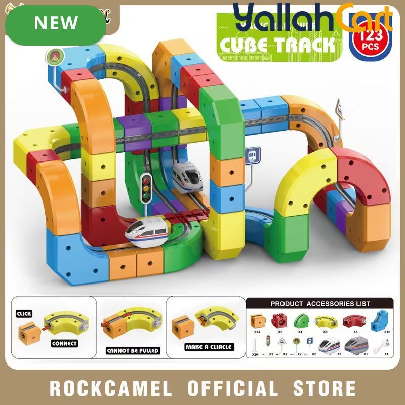 123pcs Electric Train Tracks Set - Mixed-Color Flexible Non-Magnetic Tracks, Anti-Gravity Race Track Building Toy, 3D STEM Educational Assembly Toy, Creative Train Track Set for Boys & Girls