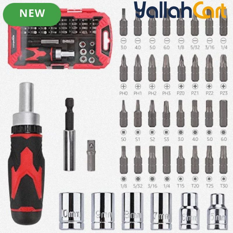 41pcs Magnetic Ratchet Screwdriver Set - Black & Silver, Multi-Bit Hand Tool Kit, Magnetic Ratchet Handle, Precision Screwdriver Set for Home Repair, DIY, Electronics & Maintenance
