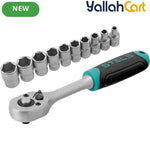 11pcs CrV Socket Set - Style1, 1/4" Ratchet Wrench, 4-13mm Socket Sizes, Compact Hand Tool Set, Mechanics Repair Kit for Home, Garage & Workshop