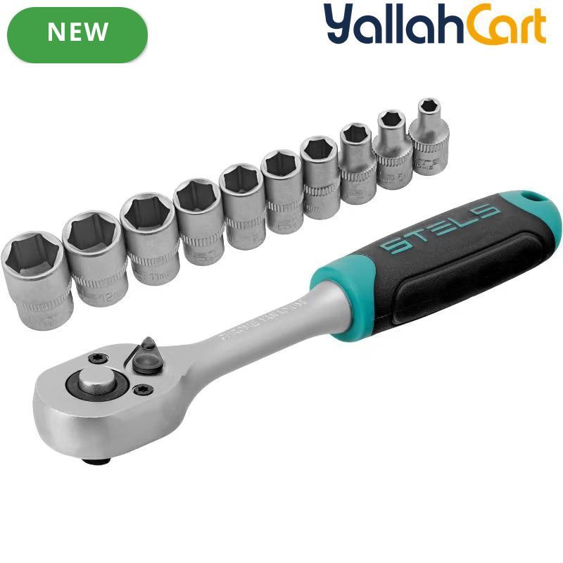 11pcs CrV Socket Set - Style1, 1/4" Ratchet Wrench, 4-13mm Socket Sizes, Compact Hand Tool Set, Mechanics Repair Kit for Home, Garage & Workshop