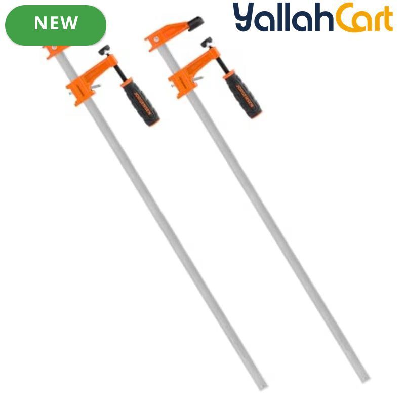 61cm Steel Bar Clamp Set - 2pcs Orange Heavy-Duty Woodworking Clamps, 272kg Load Capacity, Rust-Resistant High-Carbon Steel Bar, Sliding Head Design, Quick-Adjust Clamps for Carpentry, Cabinet Making & DIY