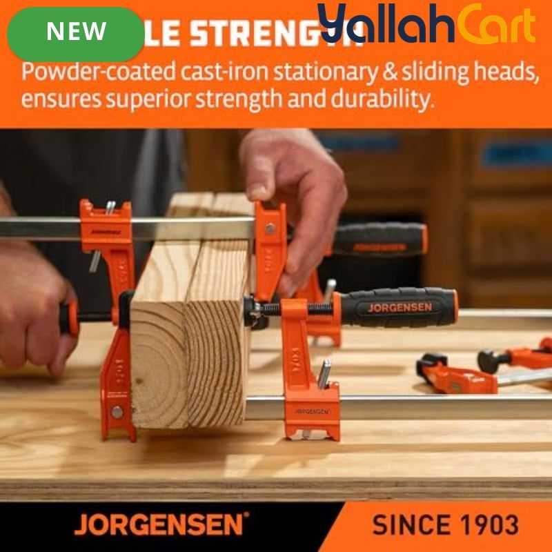 61cm Steel Bar Clamp Set - 2pcs Orange Heavy-Duty Woodworking Clamps, 272kg Load Capacity, Rust-Resistant High-Carbon Steel Bar, Sliding Head Design, Quick-Adjust Clamps for Carpentry, Cabinet Making & DIY