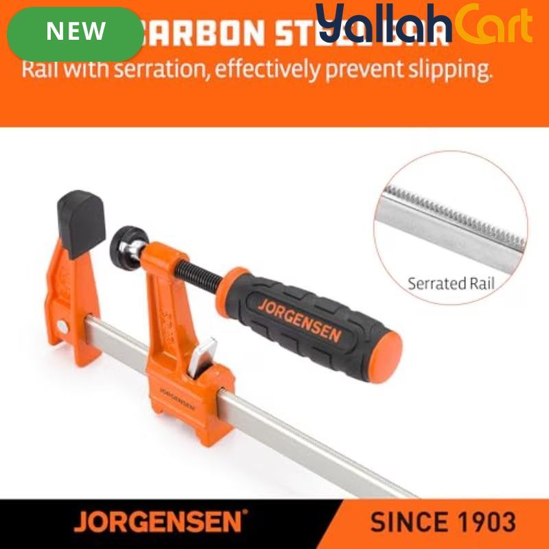 61cm Steel Bar Clamp Set - 2pcs Orange Heavy-Duty Woodworking Clamps, 272kg Load Capacity, Rust-Resistant High-Carbon Steel Bar, Sliding Head Design, Quick-Adjust Clamps for Carpentry, Cabinet Making & DIY