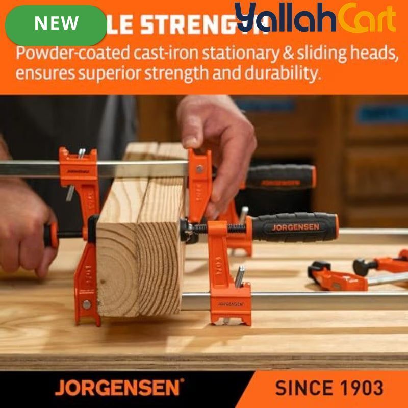 61cm Steel Bar Clamp Set - 2pcs Orange Heavy-Duty Woodworking Clamps, 272kg Load Capacity, Rust-Resistant High-Carbon Steel Bar, Sliding Head Design, Quick-Adjust Clamps for Carpentry, Cabinet Making & DIY