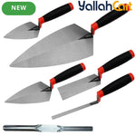 6pcs Masonry Hand Tool Set - Black, Brick Trowel, Pointing Trowels, Margin Trowel, Tuck Pointing Trowel & Convex Brick Jointer, Carbon Steel Concrete Tools for Brick, Stone, Tile & DIY