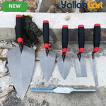 6pcs Masonry Hand Tool Set - Black, Brick Trowel, Pointing Trowels, Margin Trowel, Tuck Pointing Trowel & Convex Brick Jointer, Carbon Steel Concrete Tools for Brick, Stone, Tile & DIY