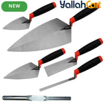6pcs Masonry Hand Tool Set - Black, Brick Trowel, Pointing Trowels, Margin Trowel, Tuck Pointing Trowel & Convex Brick Jointer, Carbon Steel Concrete Tools for Brick, Stone, Tile & DIY