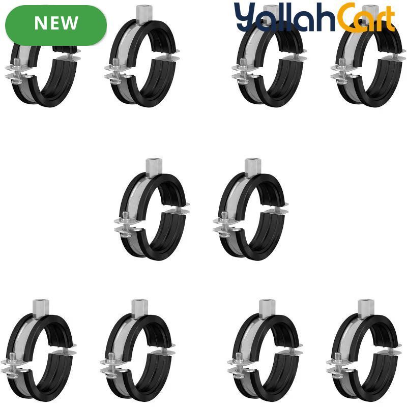 Heavy-Duty GI Screw Hanging Clamp - 15.24cm + 10pcs, Adjustable Split Ring Hanger, Galvanized Iron Hook with Optional Wall & Ceiling Mount, Cable, Towel & Shower Rod Holder for Workshop, Bathroom & Home