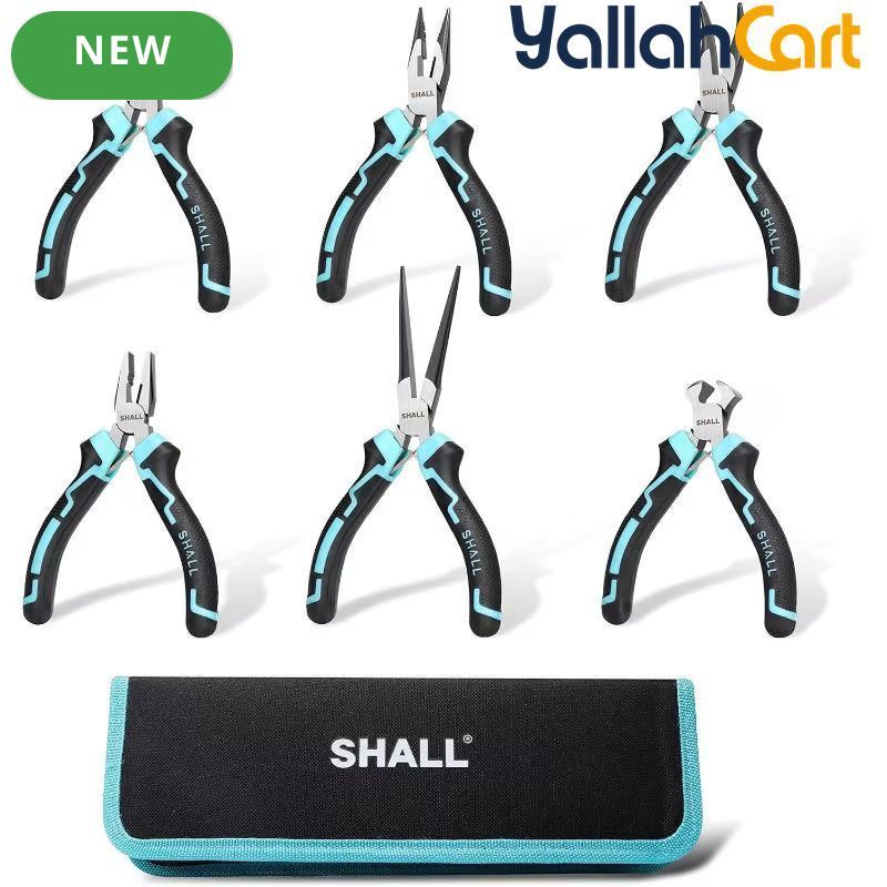 6pcs Mini Pliers Set - Mini, Needle Nose, Long Nose, Bent Nose, Diagonal & End Cutting Pliers, Precision Hand Tools with Storage Bag for Crafts, Electronics, Jewelry & DIY Repair