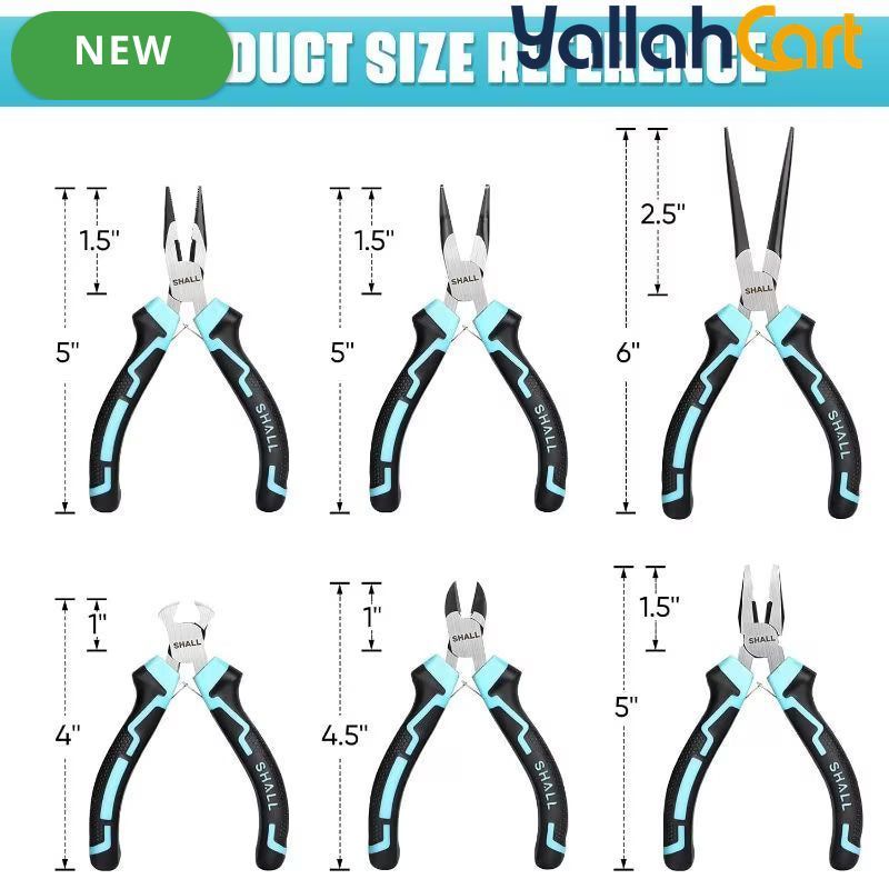 6pcs Mini Pliers Set - Mini, Needle Nose, Long Nose, Bent Nose, Diagonal & End Cutting Pliers, Precision Hand Tools with Storage Bag for Crafts, Electronics, Jewelry & DIY Repair