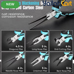 6pcs Mini Pliers Set - Mini, Needle Nose, Long Nose, Bent Nose, Diagonal & End Cutting Pliers, Precision Hand Tools with Storage Bag for Crafts, Electronics, Jewelry & DIY Repair