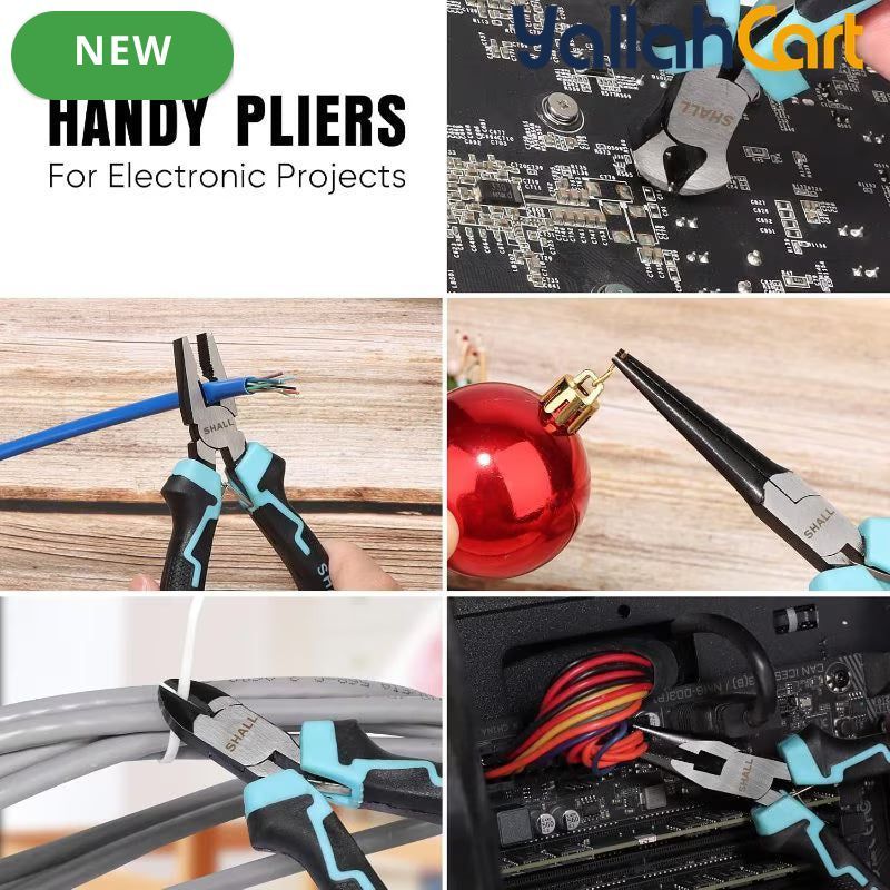 6pcs Mini Pliers Set - Mini, Needle Nose, Long Nose, Bent Nose, Diagonal & End Cutting Pliers, Precision Hand Tools with Storage Bag for Crafts, Electronics, Jewelry & DIY Repair
