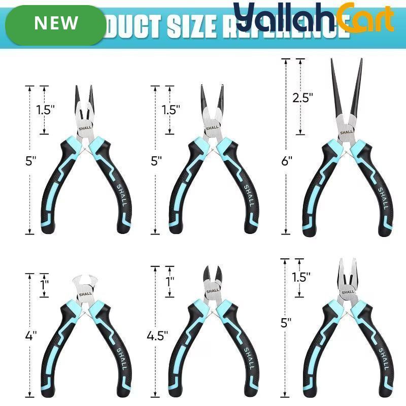 6pcs Mini Pliers Set - Mini, Needle Nose, Long Nose, Bent Nose, Diagonal & End Cutting Pliers, Precision Hand Tools with Storage Bag for Crafts, Electronics, Jewelry & DIY Repair
