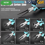 6pcs Mini Pliers Set - Mini, Needle Nose, Long Nose, Bent Nose, Diagonal & End Cutting Pliers, Precision Hand Tools with Storage Bag for Crafts, Electronics, Jewelry & DIY Repair