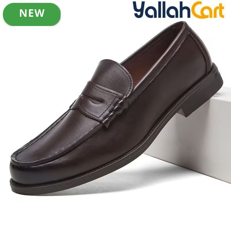 Men's Classic Slip-On Business Loafers – Dark Brown & Black