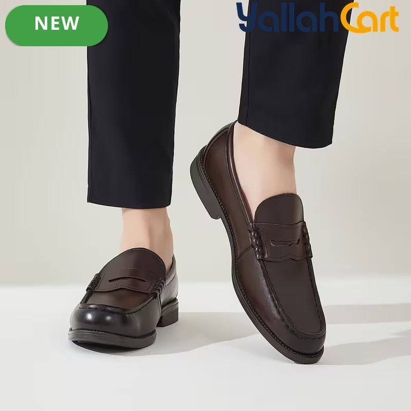 Men's Classic Slip-On Business Loafers – Dark Brown & Black