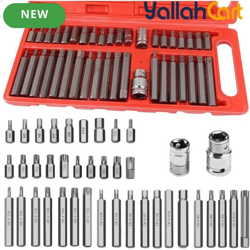 40pcs Torx Screwdriver Socket Kit - Default, Plum Bit, Hex & Spline Socket Set, 1/2" & 3/8" Drive Screwdriver Sockets, Metal Torx Tool Set for Workshop, Factory & Automotive Repair