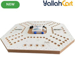 JackarooJoker Jackaroo One-Side Board Game - White & Natural Wood, Folding Wooden Game Board with Marbles, Playing Cards & Storage Bag, 4-Player Family Strategy Game