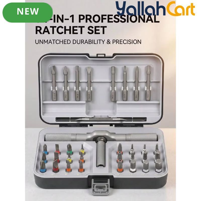 34pcs Magnetic Screwdriver Set - Aluminum Alloy, Multi-Functional Precision Repair Kit with Detachable Handle, Portable Hand Tool Set for Furniture, Computer, Bicycle, Electronics & Home Repairs