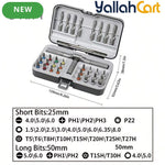34pcs Magnetic Screwdriver Set - Aluminum Alloy, Multi-Functional Precision Repair Kit with Detachable Handle, Portable Hand Tool Set for Furniture, Computer, Bicycle, Electronics & Home Repairs