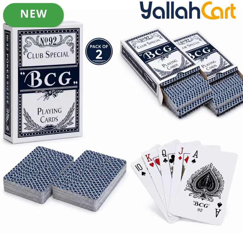Premium BCG Club Special Playing Cards - Black 2-Pack, Classic Playing Card Decks for Family Games, Poker, Casino-Style Games, Parties & Game Nights